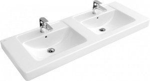 Раковина для ванної на тумбу подвійна Villeroy & Boch колекція Subway біла 61311301