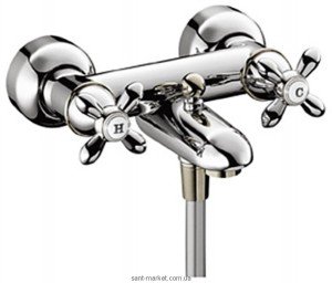 Змішувач двохвентильний для ванни з коротким виливом Hansgrohe колекція Axor Carlton хром 17430000