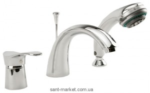 Змішувач одинважільний на борт ванни з душем Ferro колекція Milano хром BRM11A