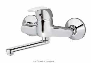 Змішувач для раковини одноважеля настінний Ferro колекція Vasto хром BVA3