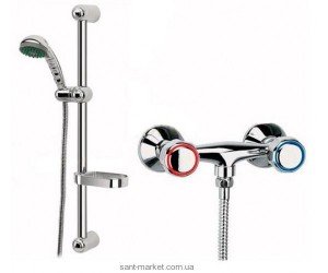 Змішувач для душу настінний двухвентильний Ferro колекція Standard з душовим набором хром BST77A