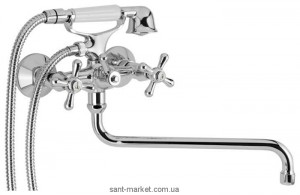 Змішувач двохвентильний з довгим виливом та душем Mofem колекція Treff хром 145-0021-01