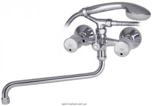 Змішувач двохвентильний з довгим виливом та душем Mofem колекція Spektrum хром 145-0018-03