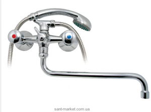 Змішувач двохвентильний з довгим виливом та душем Mofem колекція Nova хром 145-0070-33
