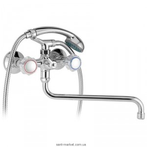Змішувач двохвентильний з довгим виливом та душем Mofem колекція Primula хром 145-0056-41