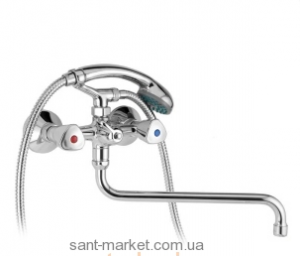 Смеситель двухвентильный с длинным изливом и душем Mofem коллекция Evrosztar хром 145-0002-31
