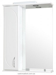 Аквародос Зеркало Оптима L 60см  белое с боковым шкафчиком и подсветкой 007905