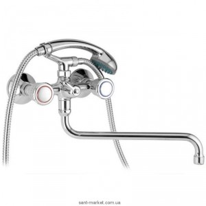 Змішувач двохвентильний з довгим виливом та душем Mofem колекція Favorit хром 145-0017-30