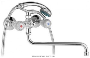 Смеситель двухвентильный с длинным изливом и душем Mofem коллекция Iris хром 145-0006-34