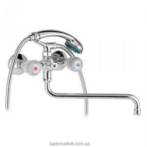 Змішувач двохвентильний з довгим виливом та душем Mofem колекція Iris хром 145-0006-14