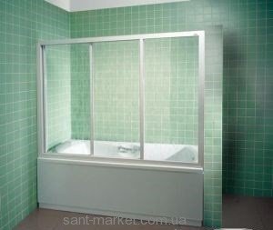 Ravak Штора д/ванны AVDP 3-150 Транспарент  профиль сатин  стекло 40VP0U02Z1