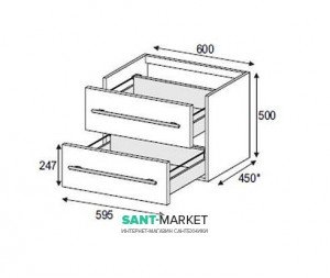 Тумба под раковину Gorenje Avon F60.71 подвесная 60х45х50 светлый орех 792300
