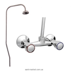 Смеситель для душа настенный двухвентильный Rubineta коллекция Rubin с душевым набором хром R50062