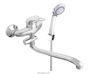 Змішувач одинважільний з довгим виливом та душем Rubineta колекція Prince хром P2GK01