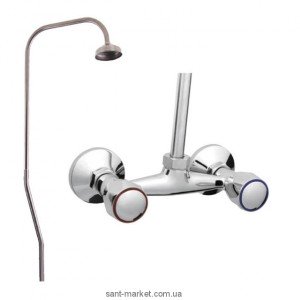 Змішувач для душу настінний двухвентильний Rubineta колекція Rubin з душовим набором хром R50062