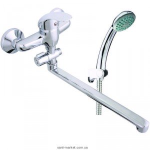 Смеситель однорычажный с длинным изливом и душем Rubineta коллекция Turbo хром T2CK04