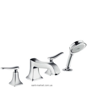 Смеситель двухвентильный на борт ванны с душем Hansgrohe коллекция Metris Classic хром 31314000