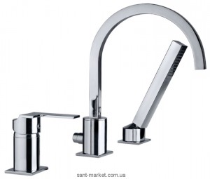 Смеситель на борт ванны однорычажный с душем Teka коллекция Cuadro хром 38.152.02