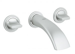 Смеситель для раковины настенный каскадный с донным клапаном Grohe Ondus хром матовый 20152BS0