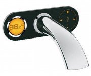 Смеситель для раковины электронный настенный с донным клапаном каскадный Grohe Ondus хром 36045000