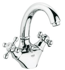 Смеситель для раковины двухвентильный с донным клапаном Grohe коллекция Sinfonia хром 21014000