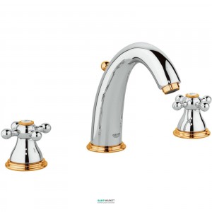 Смеситель для раковины двухвентильный с донным клапаном скрытый Grohe Sinfonia хром/золото 20015IG0