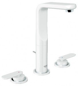 Змішувач для раковини Двохважеля з донним клапаном прихований високий Grohe Veris білий 20180LS0