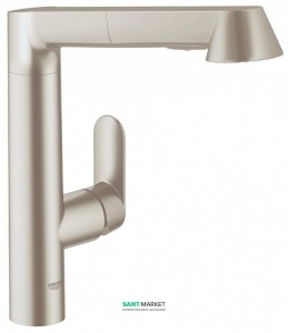Смеситель для кухни с выдвижной лейкой GROHE K7 однорычажный сталь 32176DC0