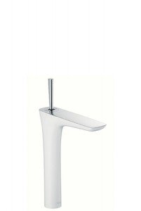 Смеситель для раковины с джойстиком и донным клапаном высокий Hansgrohe PuraVida хром/белый 15072400