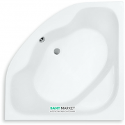 Ванна акрилова кутова PoolSpa колекція Klio Sym 133х133 з ніжками білий PWS3510ZN000000