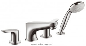 Смеситель двухвентильный на борт ванны с душем Hansgrohe коллекция Focus E2 хром 31936000