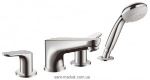 Змішувач двохвентильний на борт ванни з душем Hansgrohe колекція Focus E2 хром 31936000
