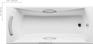 Ванна акрилова прямокутна Ravak колекція Sonata 180х80х47 CW01000000