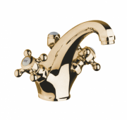 Змішувач для раковини двухвентильний з донним клапаном Kludi колекція Adlon золото 510104520