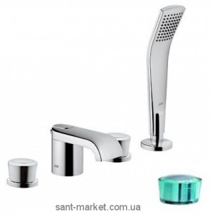 Змішувач двохвентильний на борт ванни з душем Kludi колекція Joop! хром / зелений 55424H705