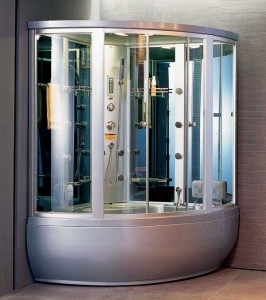 Паровий гидробокс кутовий Appollo Guci-856 148x148x220 з ванною чверть кола