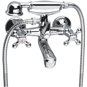 Змішувач двохвентильний для ванни з душем Ferro колекція Retro хром XR 11