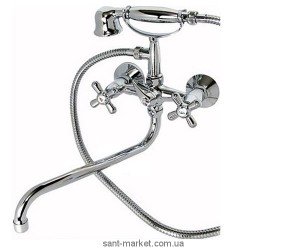 Змішувач двохвентильний з довгим виливом та душем Ferro колекція Retro хром XR11AG