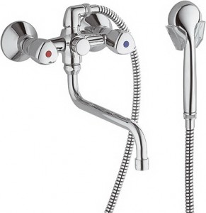 Смеситель двухвентильный с длинным изливом и душем Kludi коллекция Standard хром 251130515