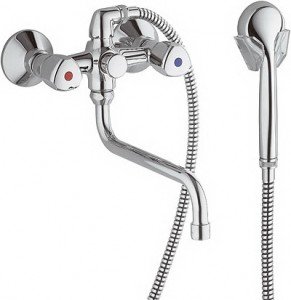 Змішувач двохвентильний з довгим виливом та душем Kludi колекція Standard хром 251130515