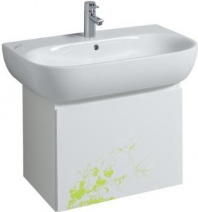 Тумба під раковину KERAMAG 4U підвісна 60х38.8х46.5 білий / зелений мотив 804163