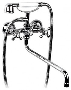 Змішувач двохвентильний з довгим виливом та душем KFA колекція Retro хром 374-148-00