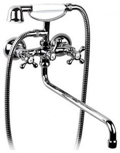 Смеситель двухвентильный с длинным изливом и душем KFA коллекция Retro хром 374-148-00