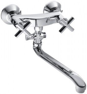 Змішувач двохвентильний для ванни з довгим виливом KFA колекція Symetric хром 348-710-00