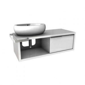 Тумба под раковину Kolo Ego левая подвесная  127х57х40 белый глянец 89234000