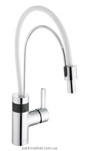 Сенсорный смеситель для кухни с выдвижной лейкой Kludi E-Go однорычажный белый-хром 422050575