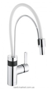 Сенсорний змішувач для кухні з висувною лійкою Kludi E-Go змішувач білий-хром 422150575