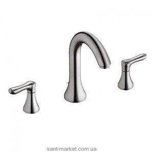 Смеситель для раковины двухрычажный скрытый с донным клапаном Kludi коллекция Amphora хром 541430575