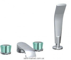 Змішувач двохвентильний на борт ванни з душем Kludi колекція Joop! хром / зелений 55425H705