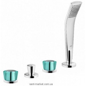 Змішувач двохвентильний на борт ванни з душем Kludi колекція Joop! хром / зелений 55426H705